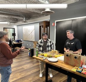 CEO Jeff Tamburino gives snacks to co-workers