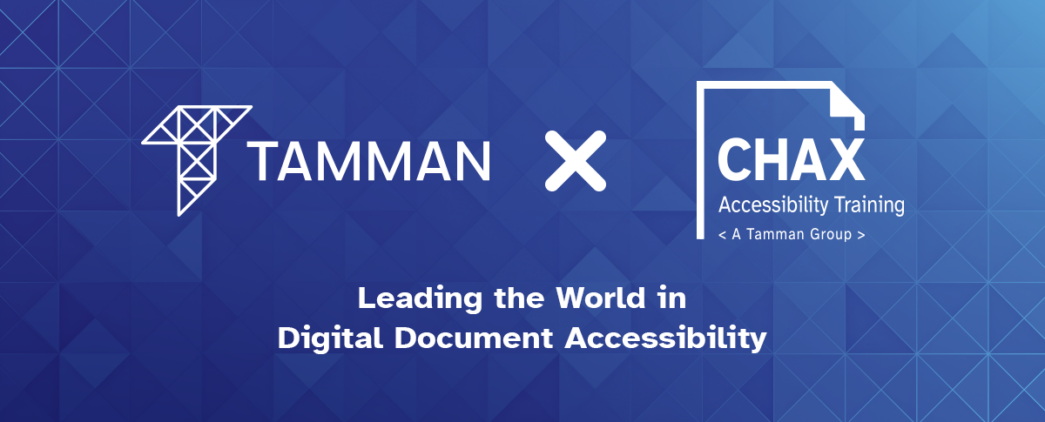 A Tamman and Chax logo above the statement leading the world in digital document accessibility.