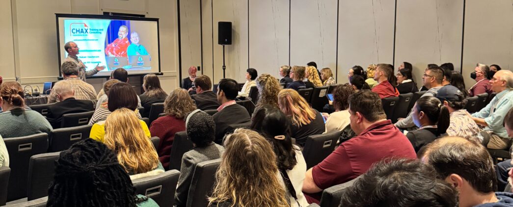A crowded conference room filled with attendees for Chad's talk at CSUN.